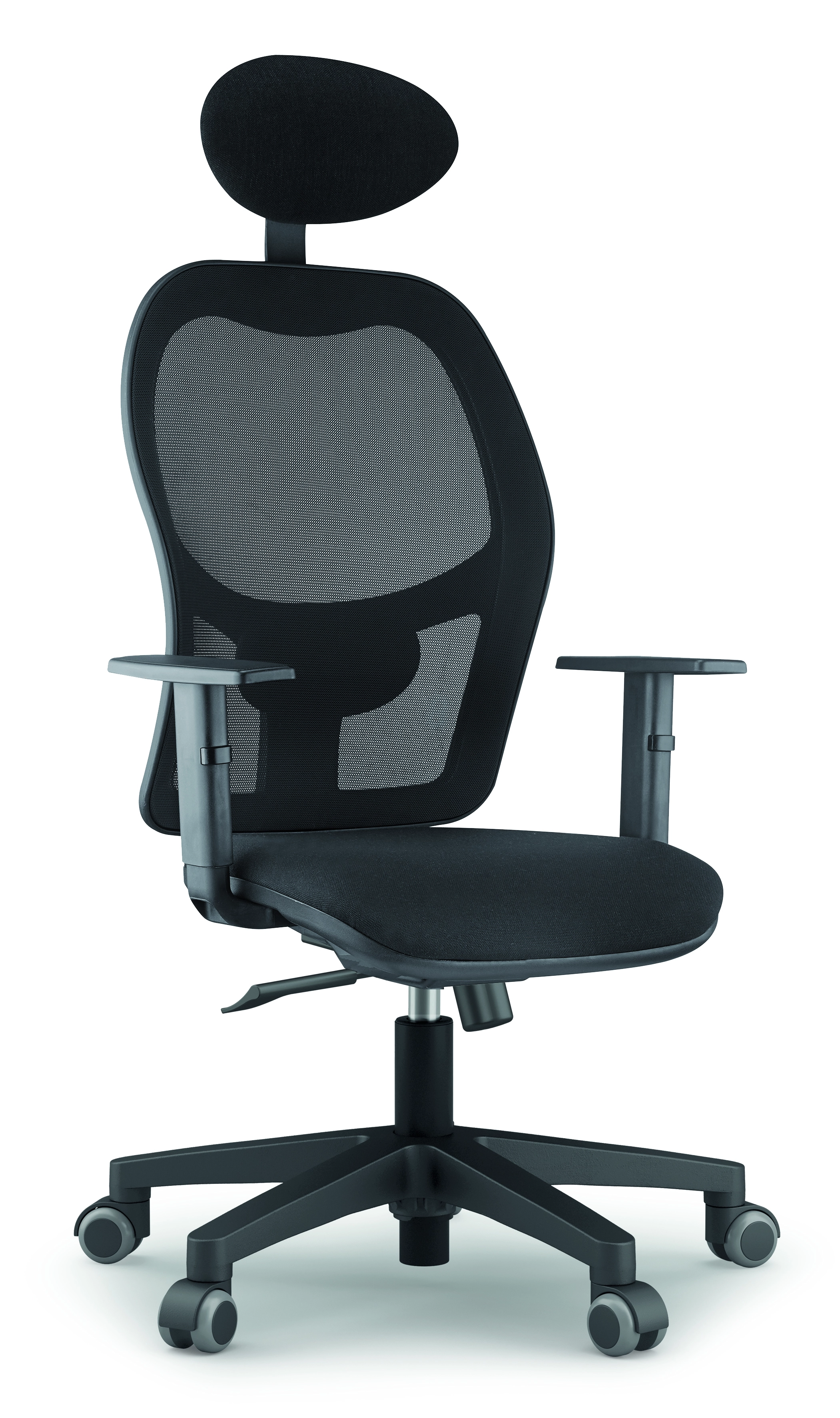 Chaise Président Q3 avec repose tête - Dossier en mesh - Assise en mousse tapissée